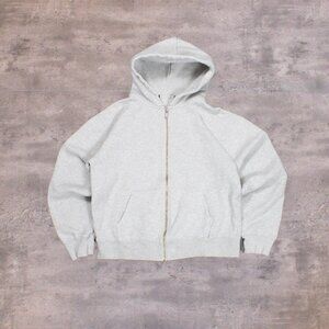 Brandy Millville Heather Grey Cropped Boxy Zip Hoodie